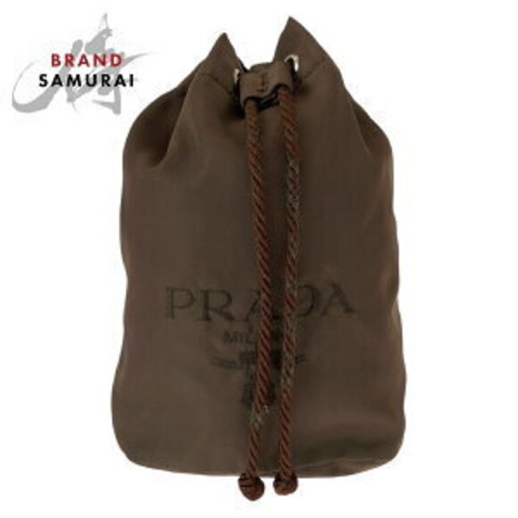 Prada Handbags - Prada Tessuto logo brown nylon pouch